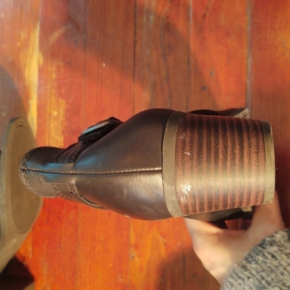 Lucky Brand Black Leather Sandals with Block Heel Sz 9 - Picture 8 of 10